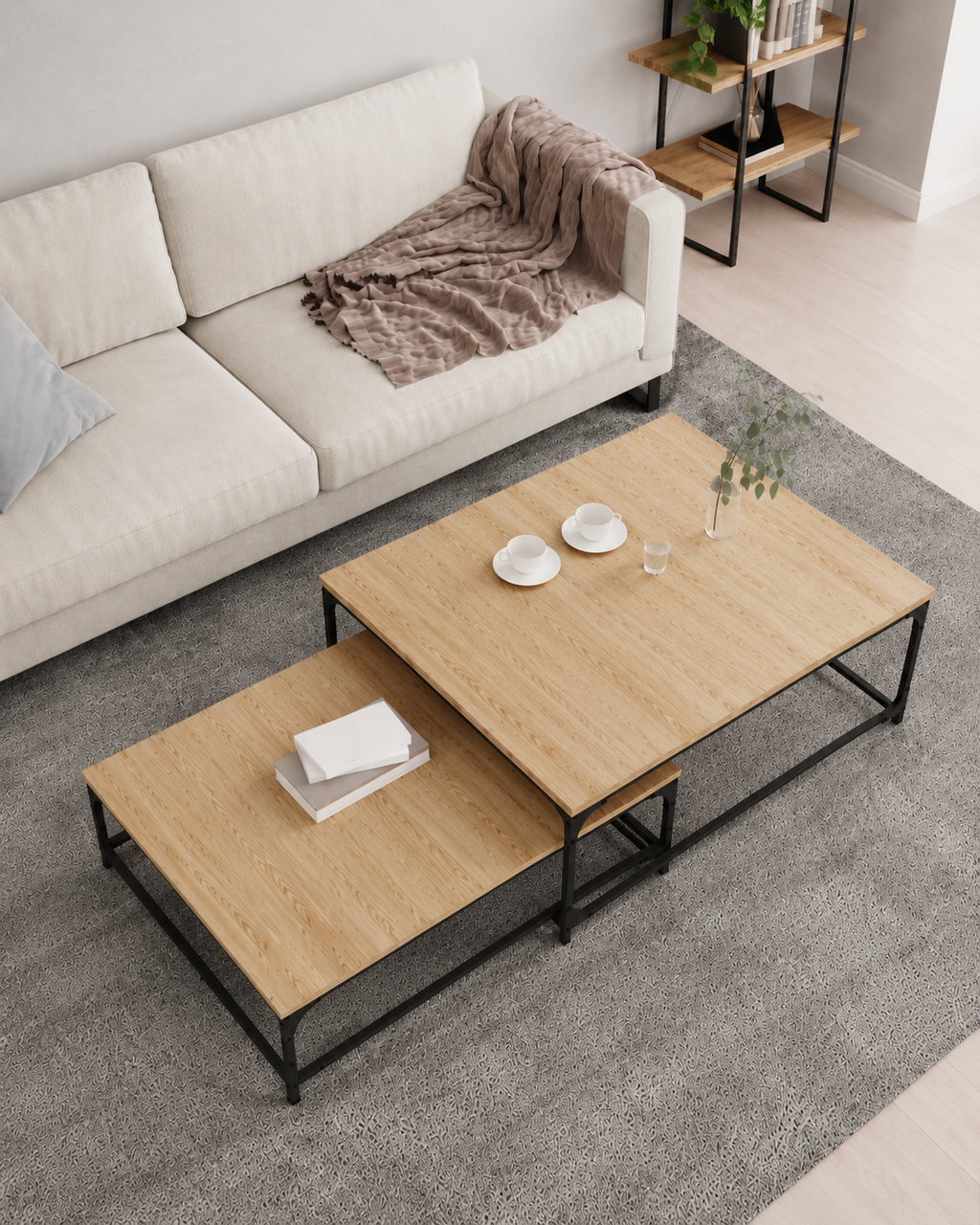 Table basse gigogne chêne sonoma | Nexo