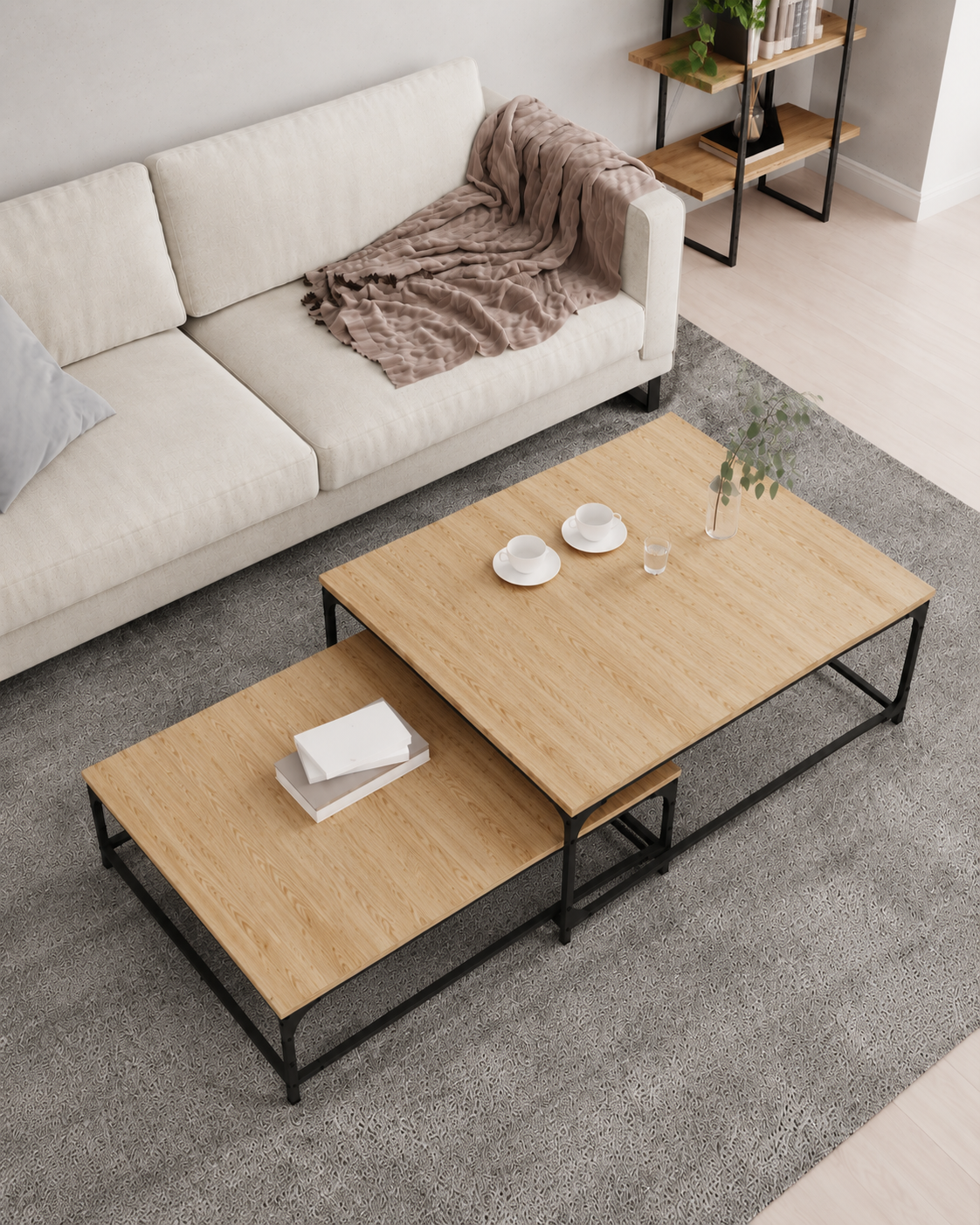 Table basse gigogne chêne sonoma | Nexo