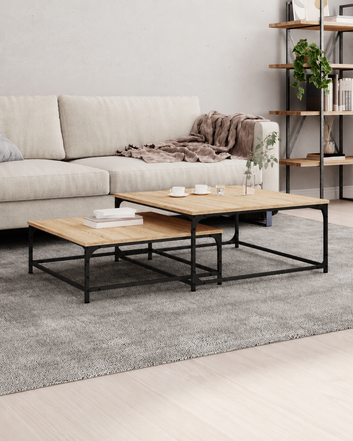 Table basse gigogne chêne sonoma | Nexo