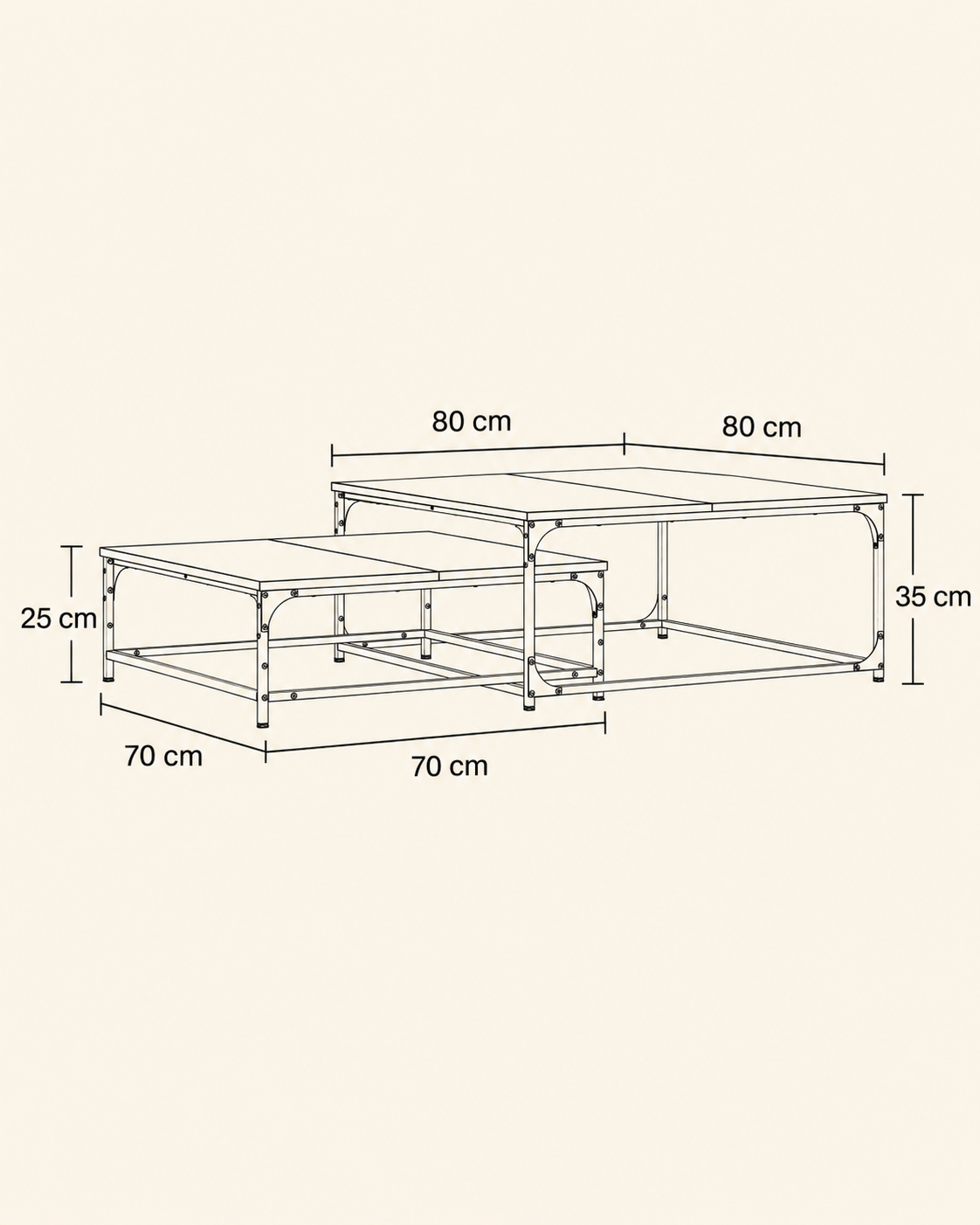 Table basse gigogne chêne sonoma | Nexo