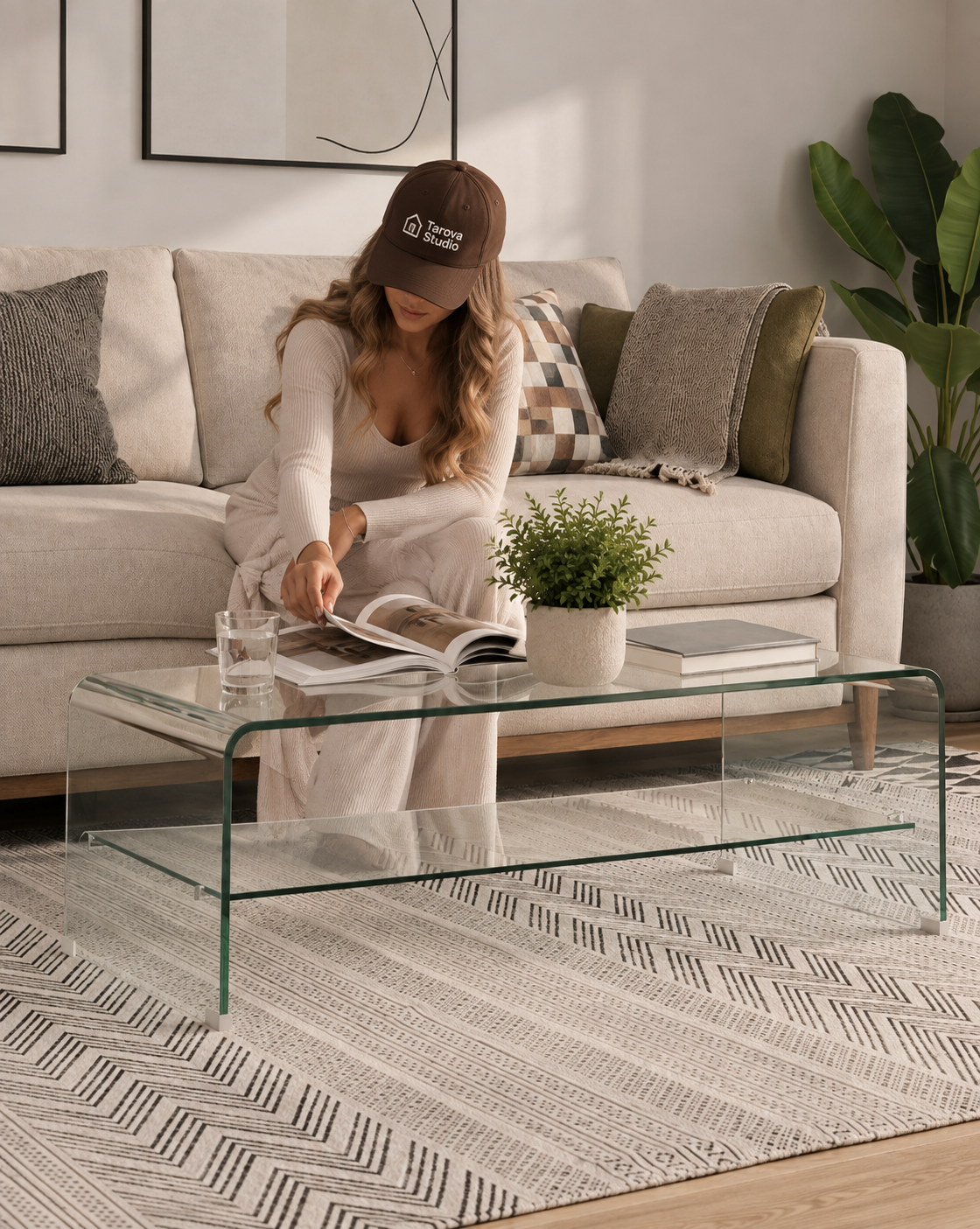 Table basse moderne en verre trempé | Elio