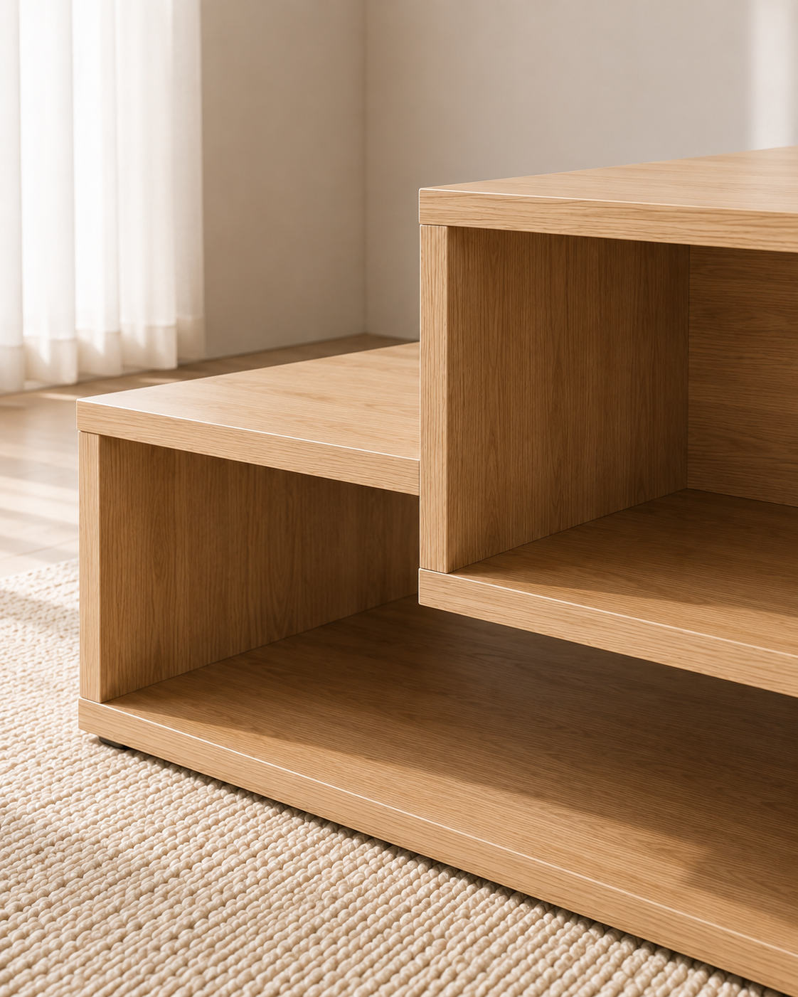Table basse avec étagères en bois | Kaelis
