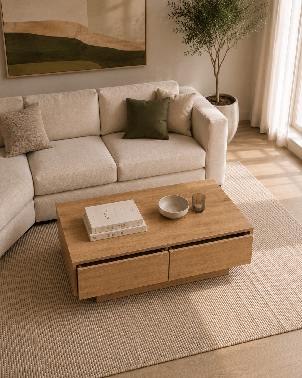 Table basse en chêne avec rangement | Orel