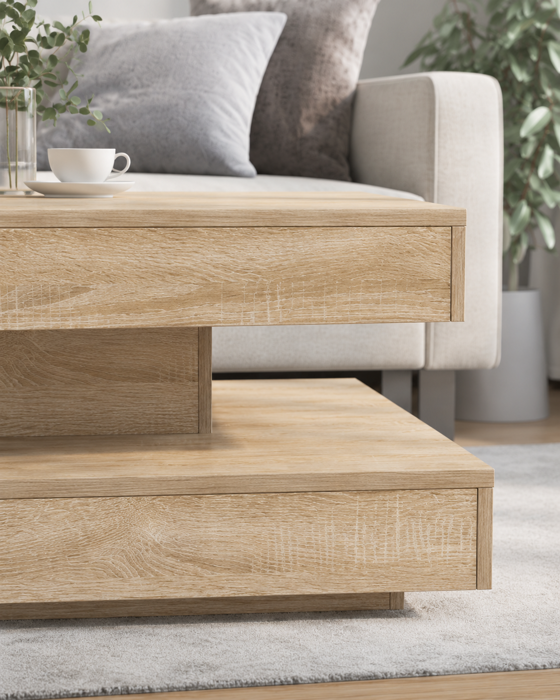 Table basse rotative en chêne sonoma | Solen