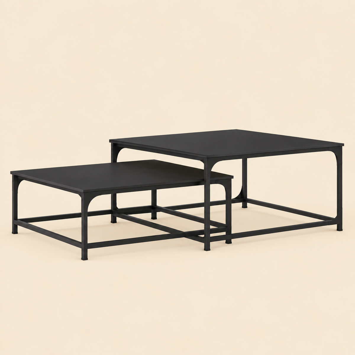 Table basse noire gigogne industrielle | Elvan