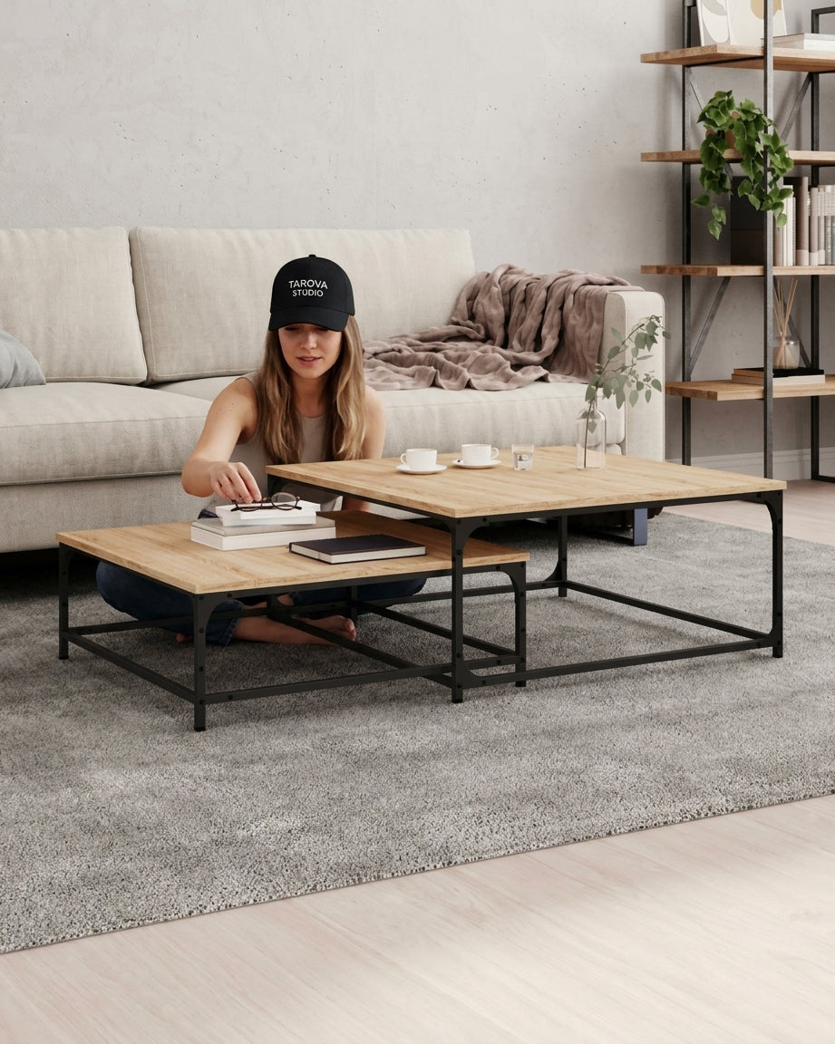 Table basse gigogne chêne sonoma | Nexo