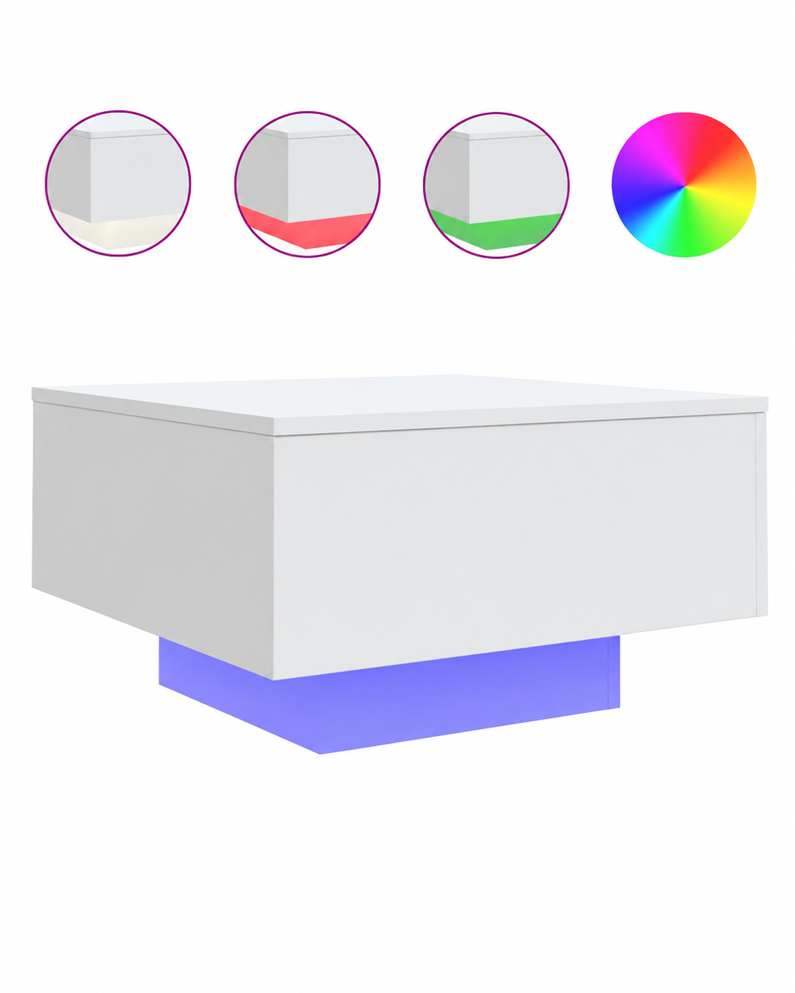 Table basse carrée moderne à LED | Aster