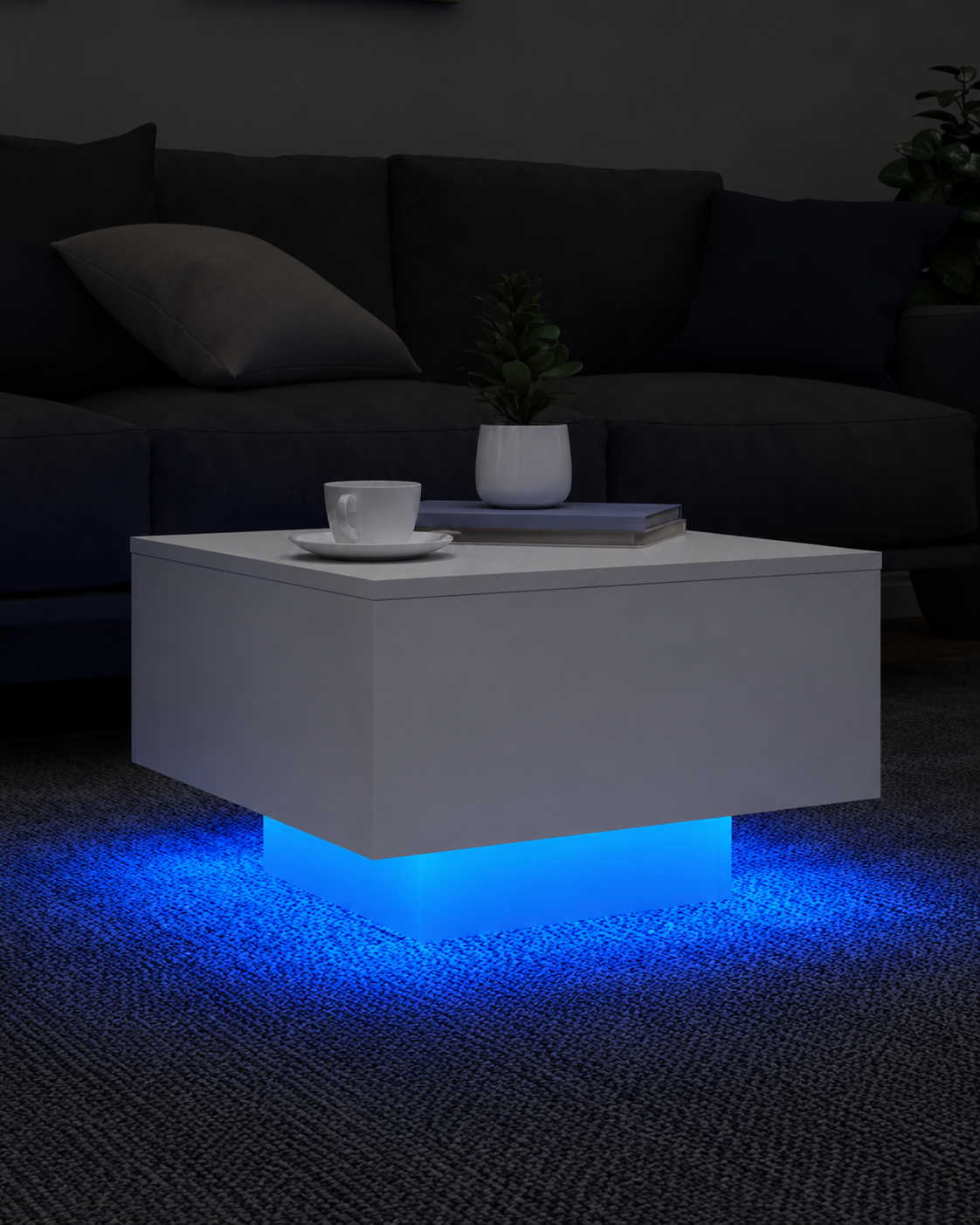 Table basse carrée moderne à LED | Aster