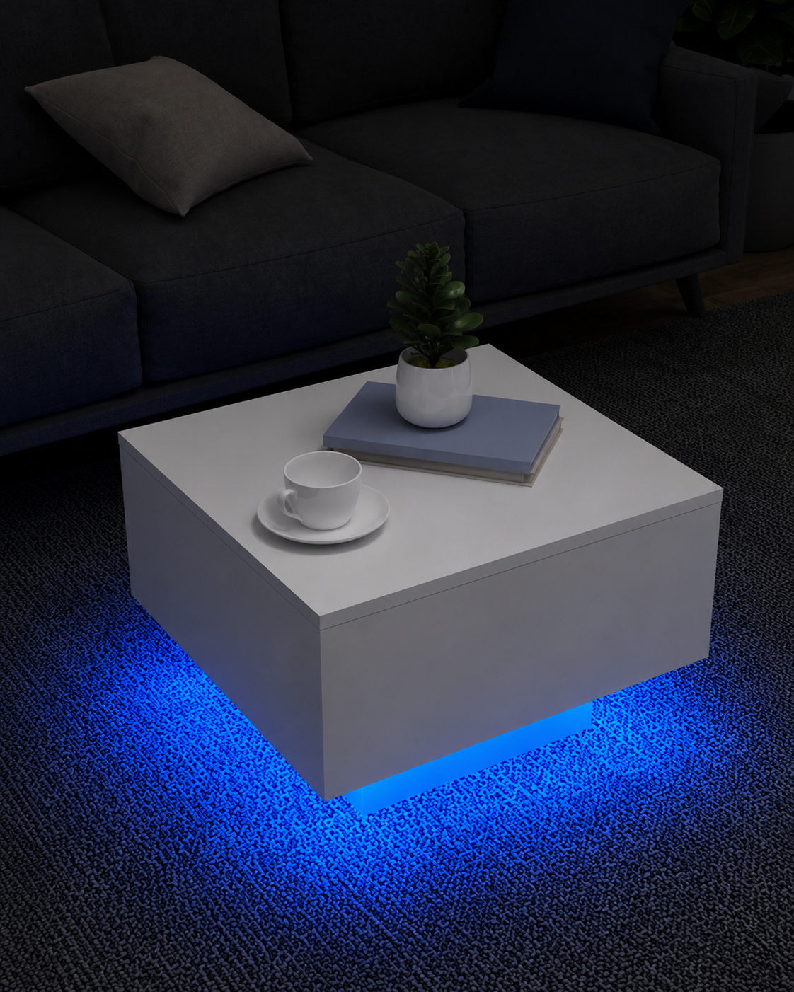 Table basse carrée moderne à LED | Aster