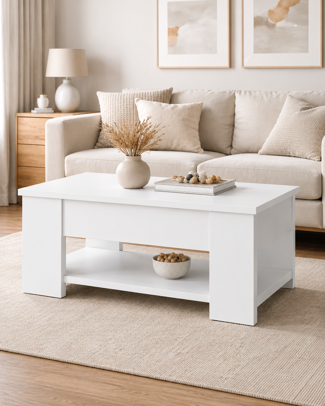 Table basse relevable blanche | Noen