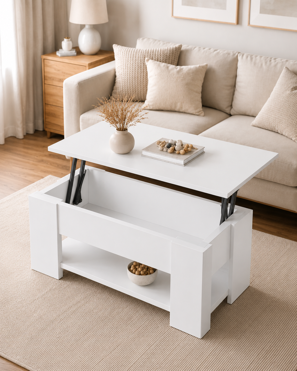 Table basse relevable blanche | Noen