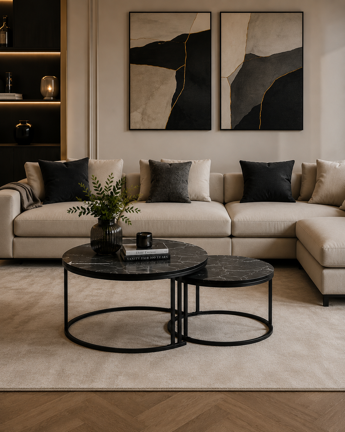 Table basse gigogne en marbre noir | Kaoren
