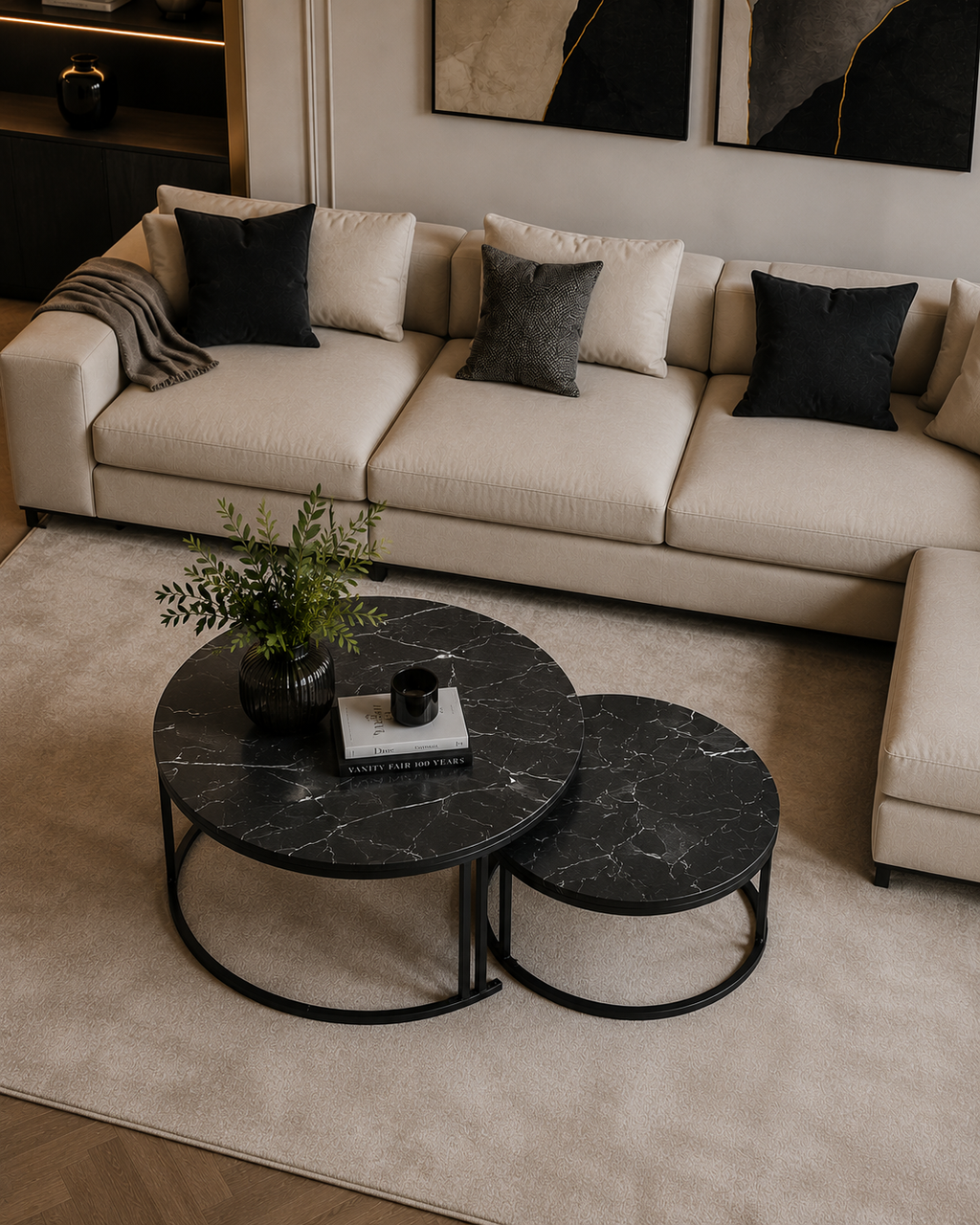 Table basse gigogne en marbre noir | Kaoren