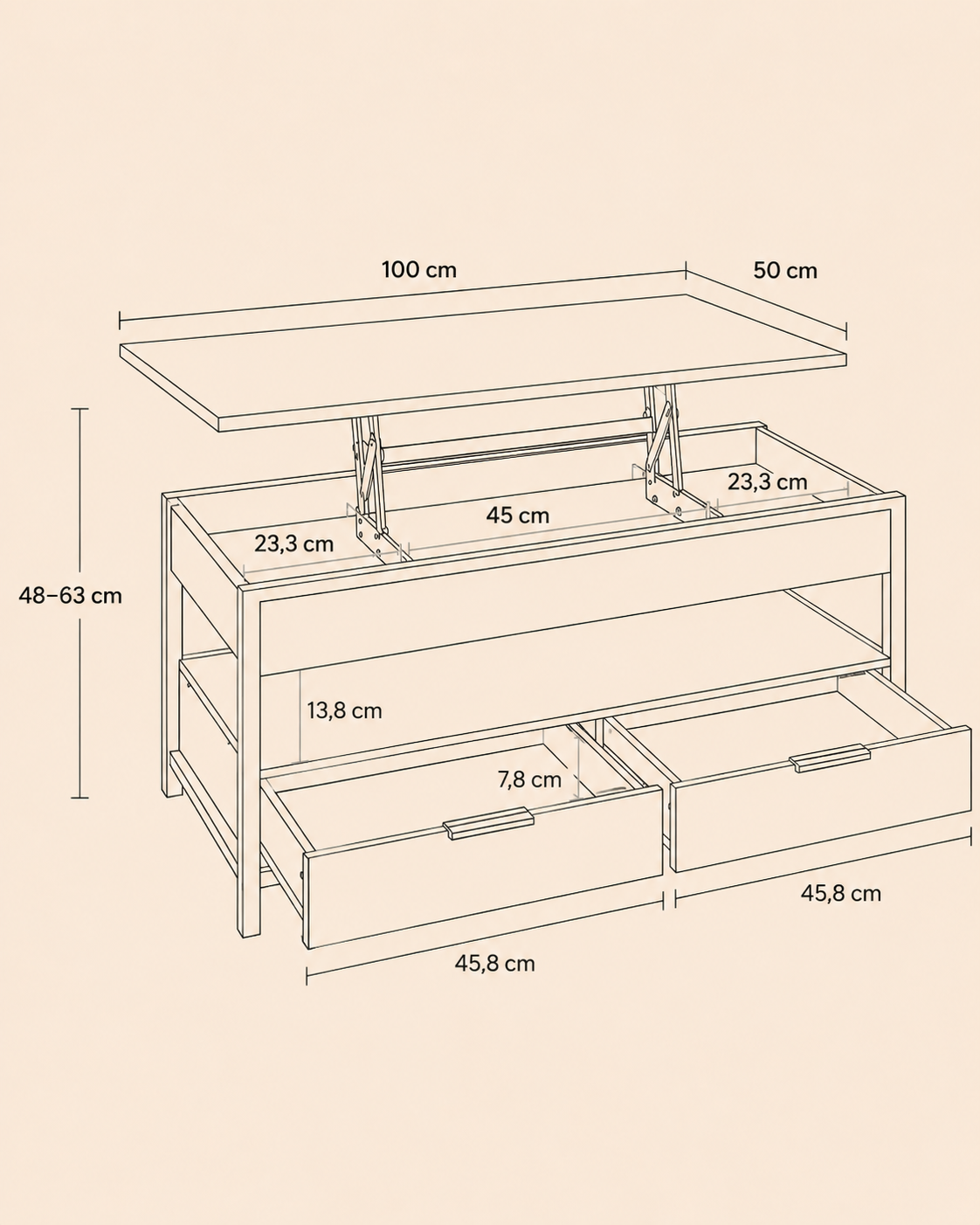 Table basse relevable en bois rustique | Atlas