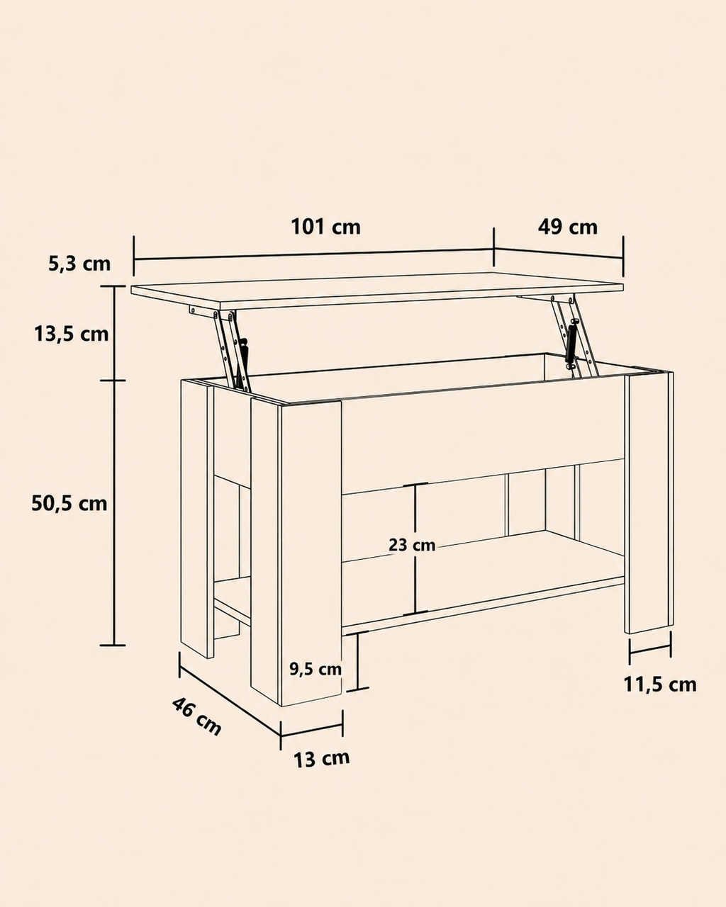Table basse relevable blanche | Noen