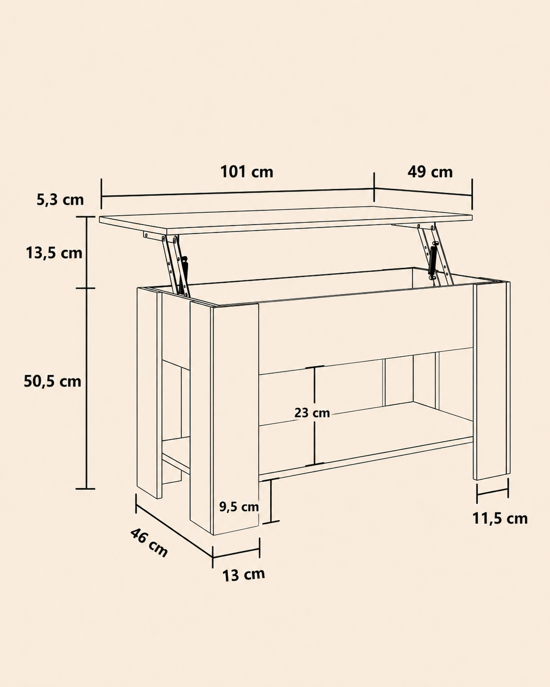 Table basse relevable blanche | Noen