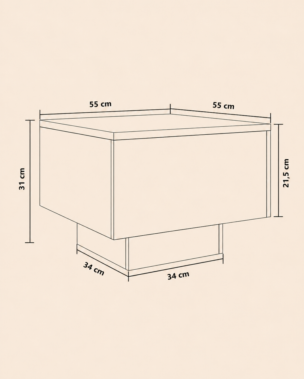 Table basse carrée moderne à LED | Aster
