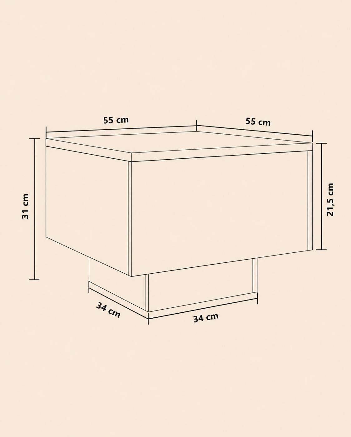 Table basse carrée moderne à LED | Aster
