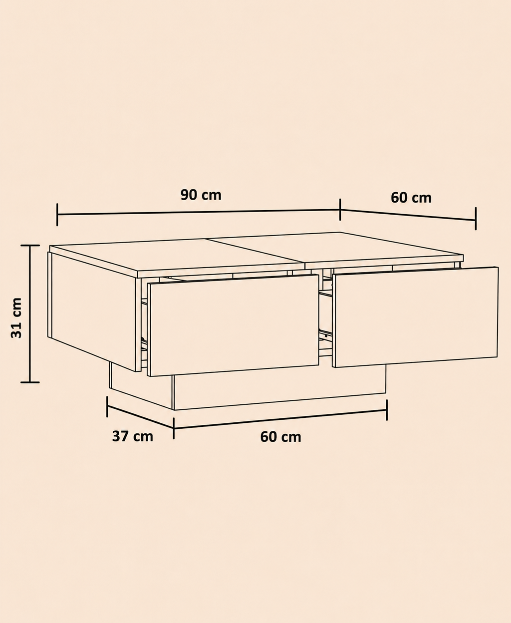 Table basse en chêne avec rangement | Orel