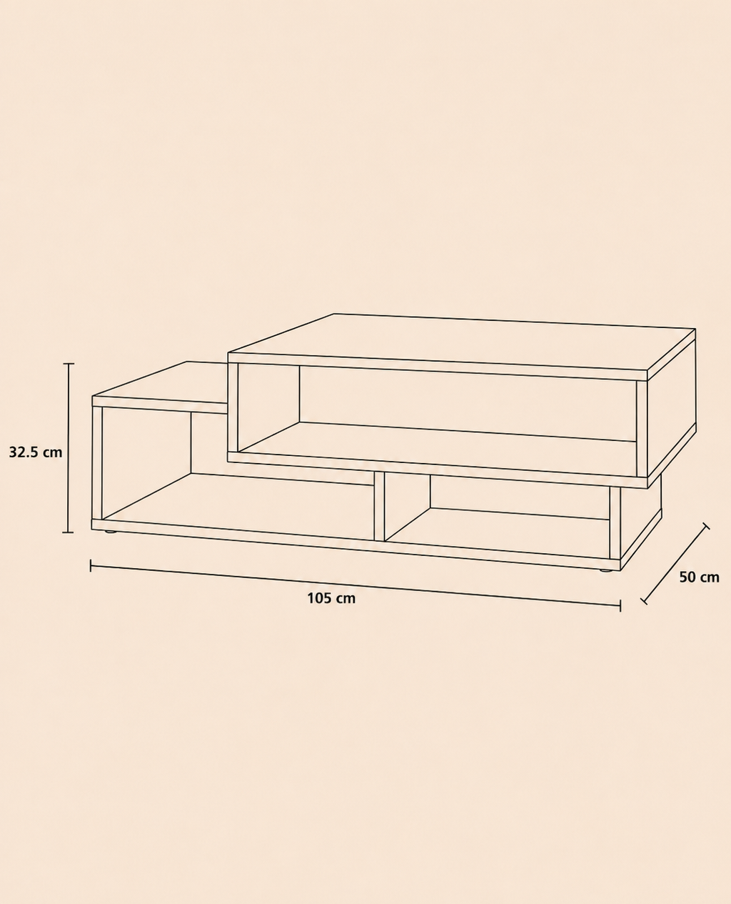Table basse avec étagères en bois | Kaelis
