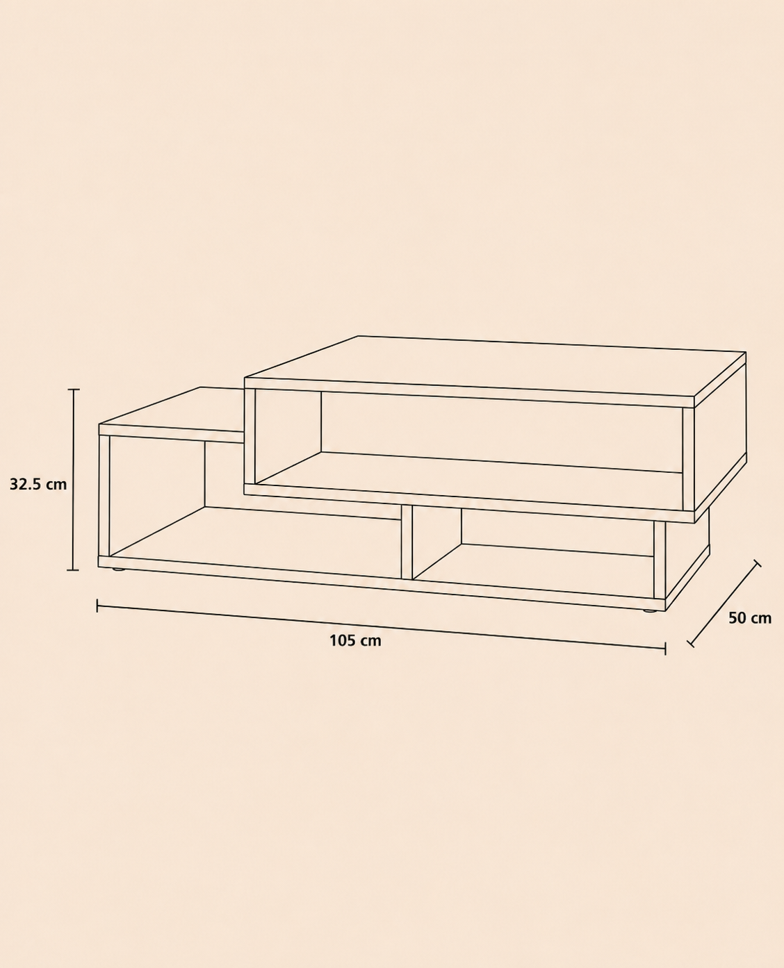 Table basse avec étagères en bois | Kaelis