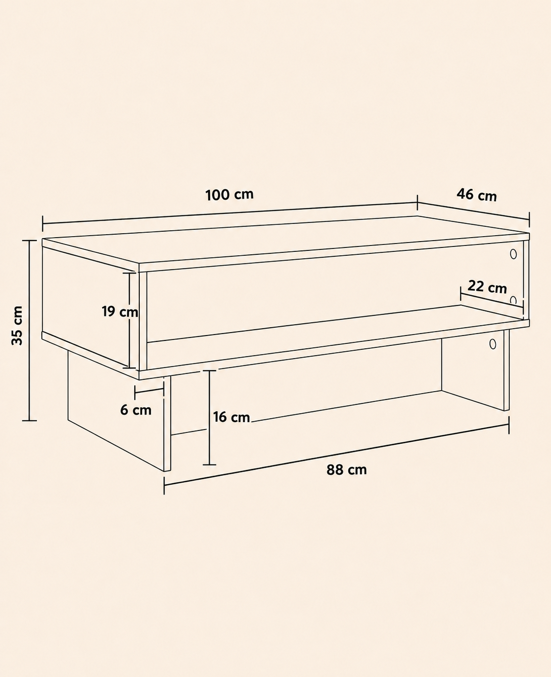 Table basse blanche avec étagères | Lior