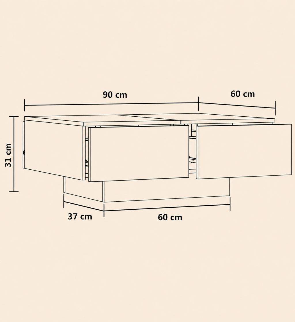 Table basse moderne effet béton | Varek