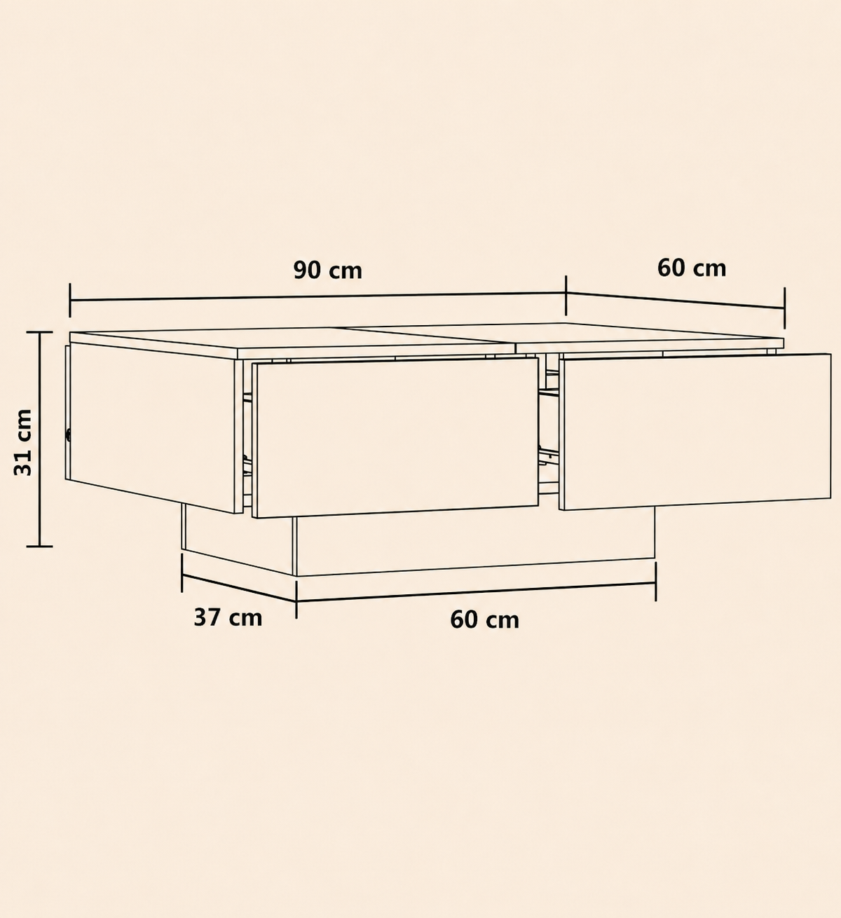 Table basse moderne effet béton | Varek