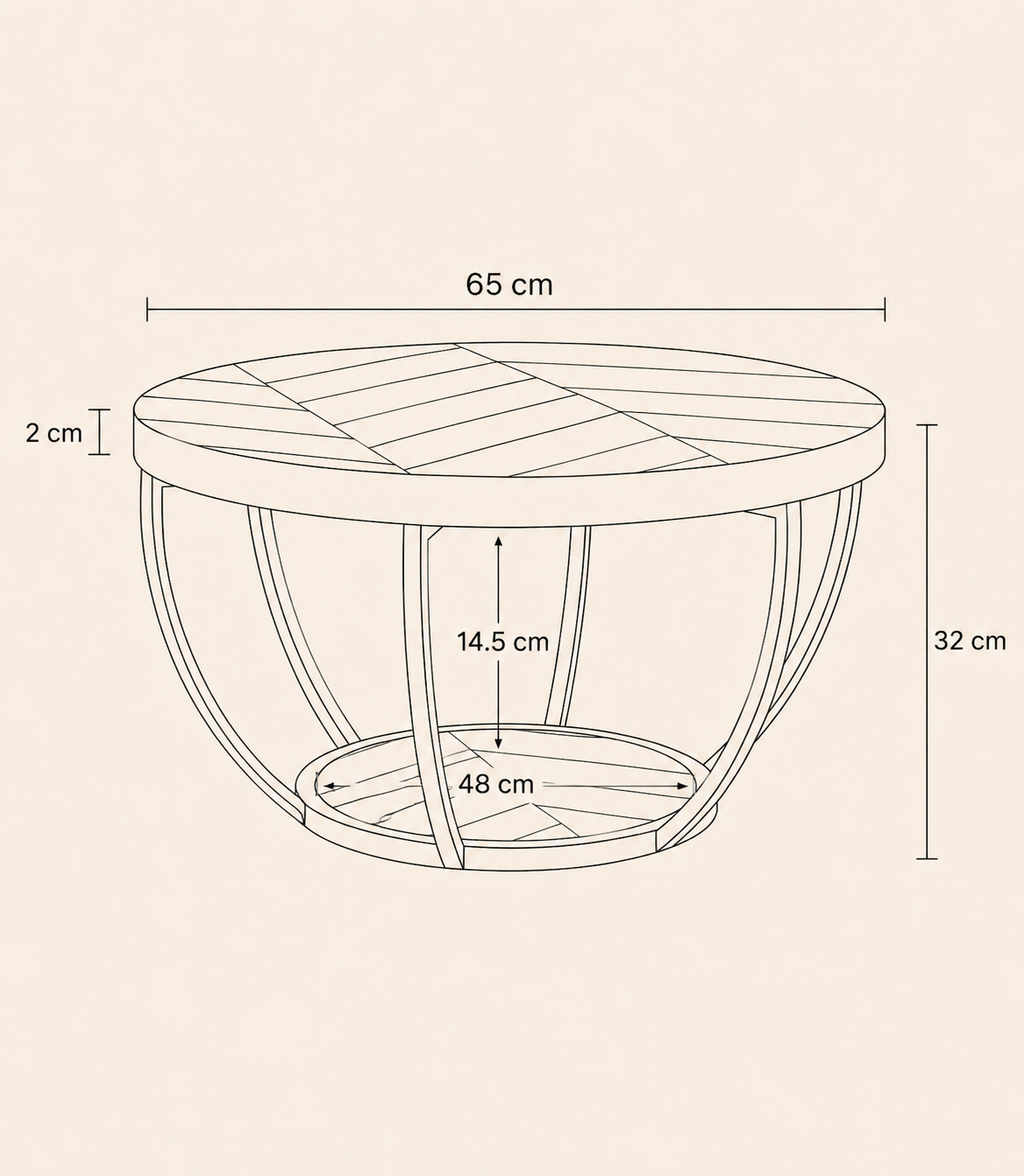Table basse ronde en bois rustique | Soren