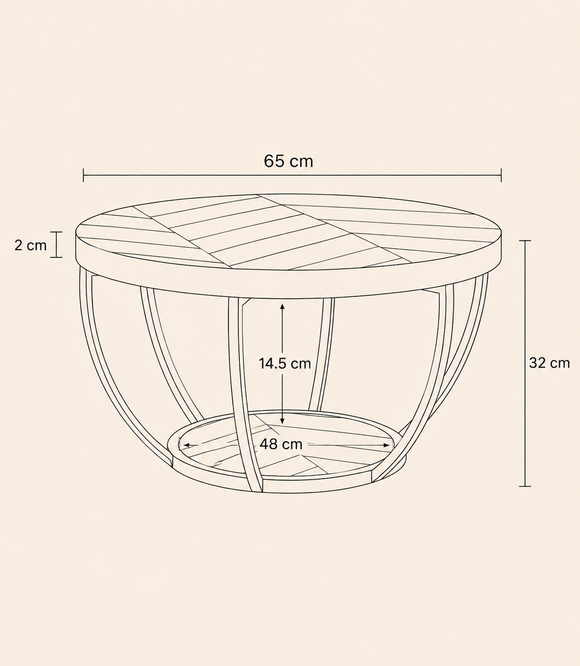 Table basse ronde en bois rustique | Soren