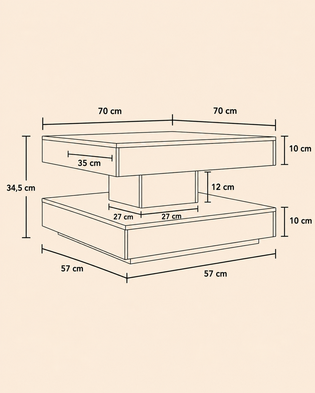 Table basse rotative en chêne sonoma | Solen