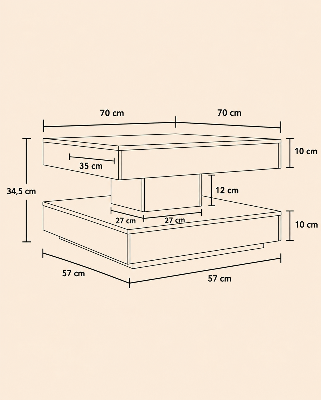 Table basse rotative en chêne sonoma | Solen