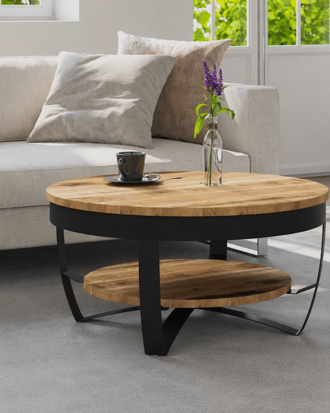 Table basse ronde en bois de manguier | Aria
