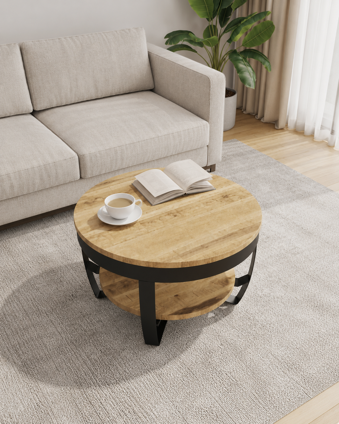 Table basse ronde en bois de manguier | Aria