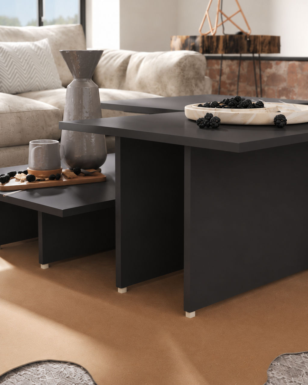Table basse noire à double hauteur | Eron