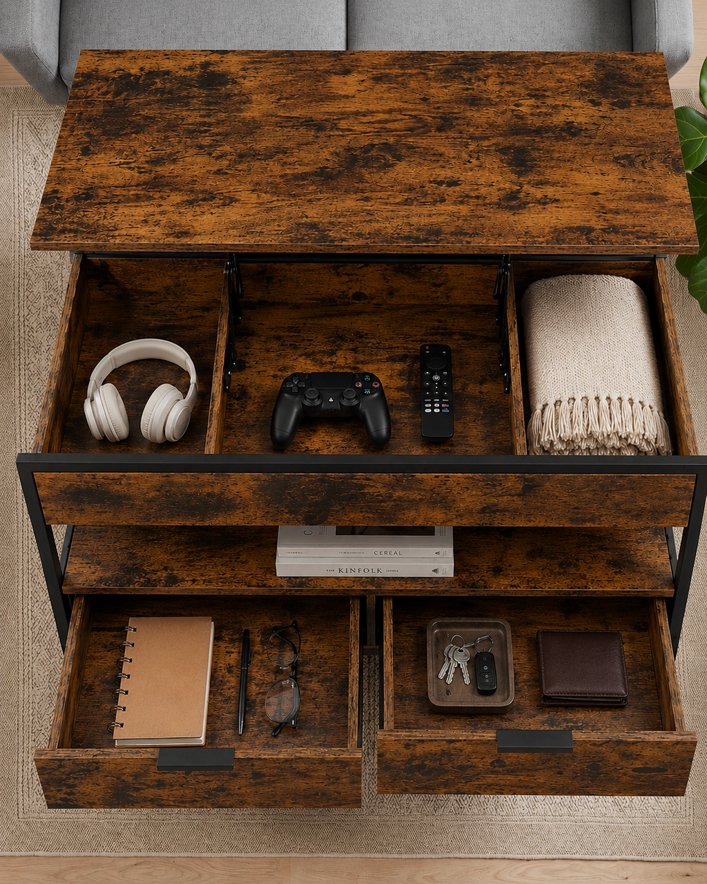 Table basse relevable en bois rustique | Atlas