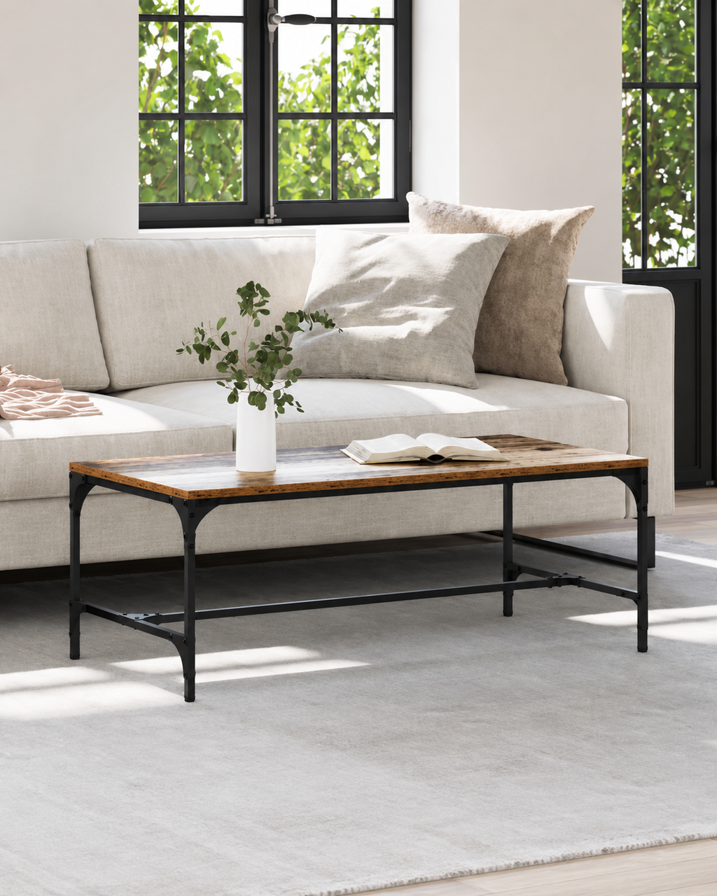 Table basse de salon en bois antique | Norel