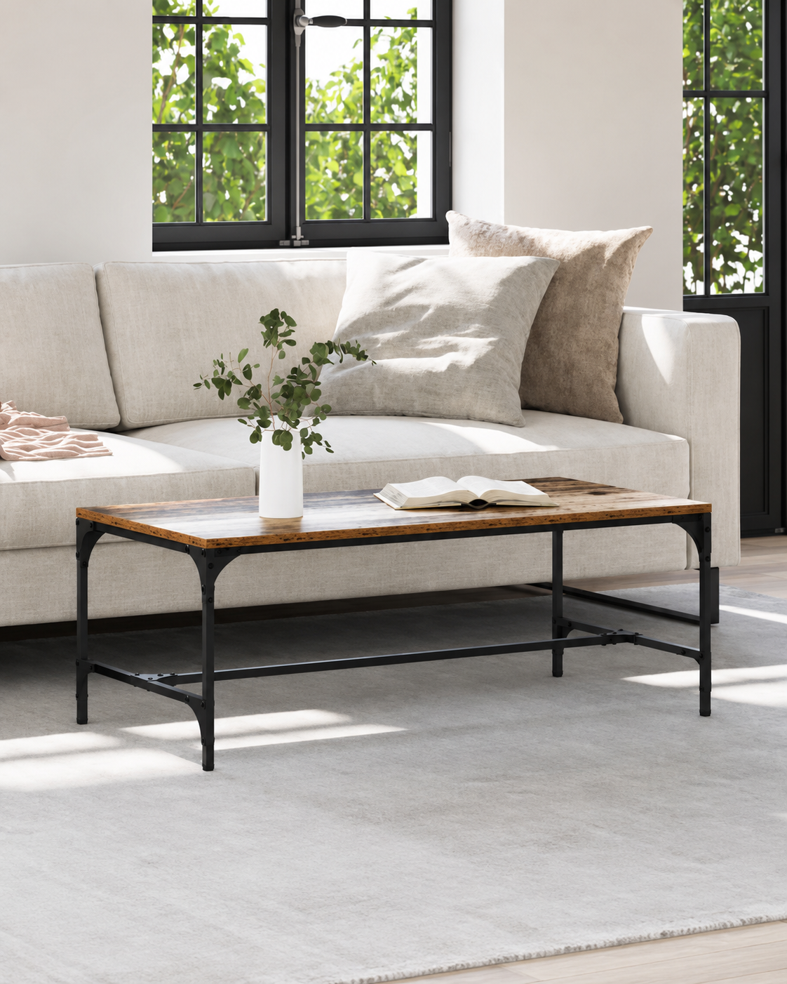 Table basse de salon en bois antique | Norel