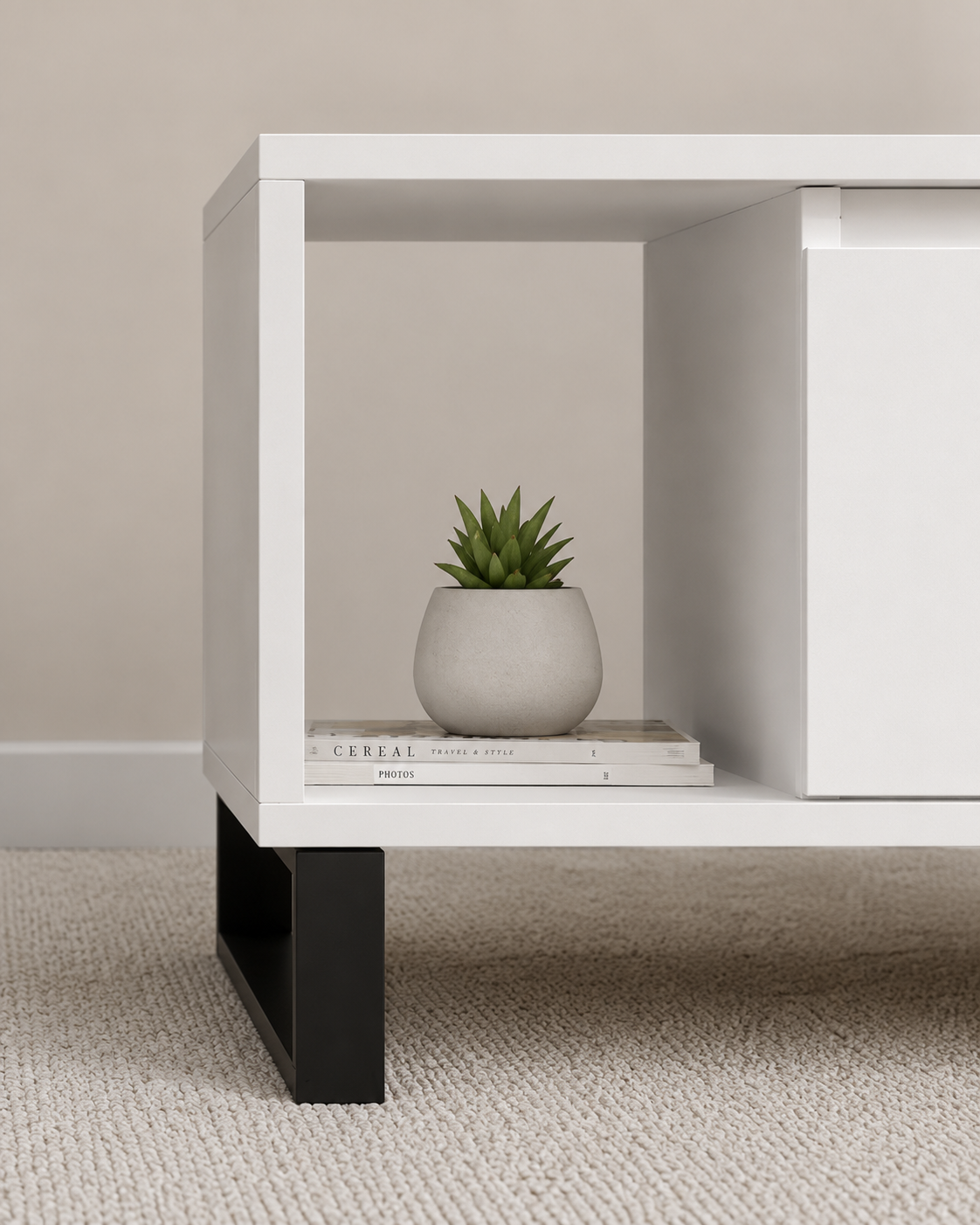 Table basse blanche avec rangement | Kaelan