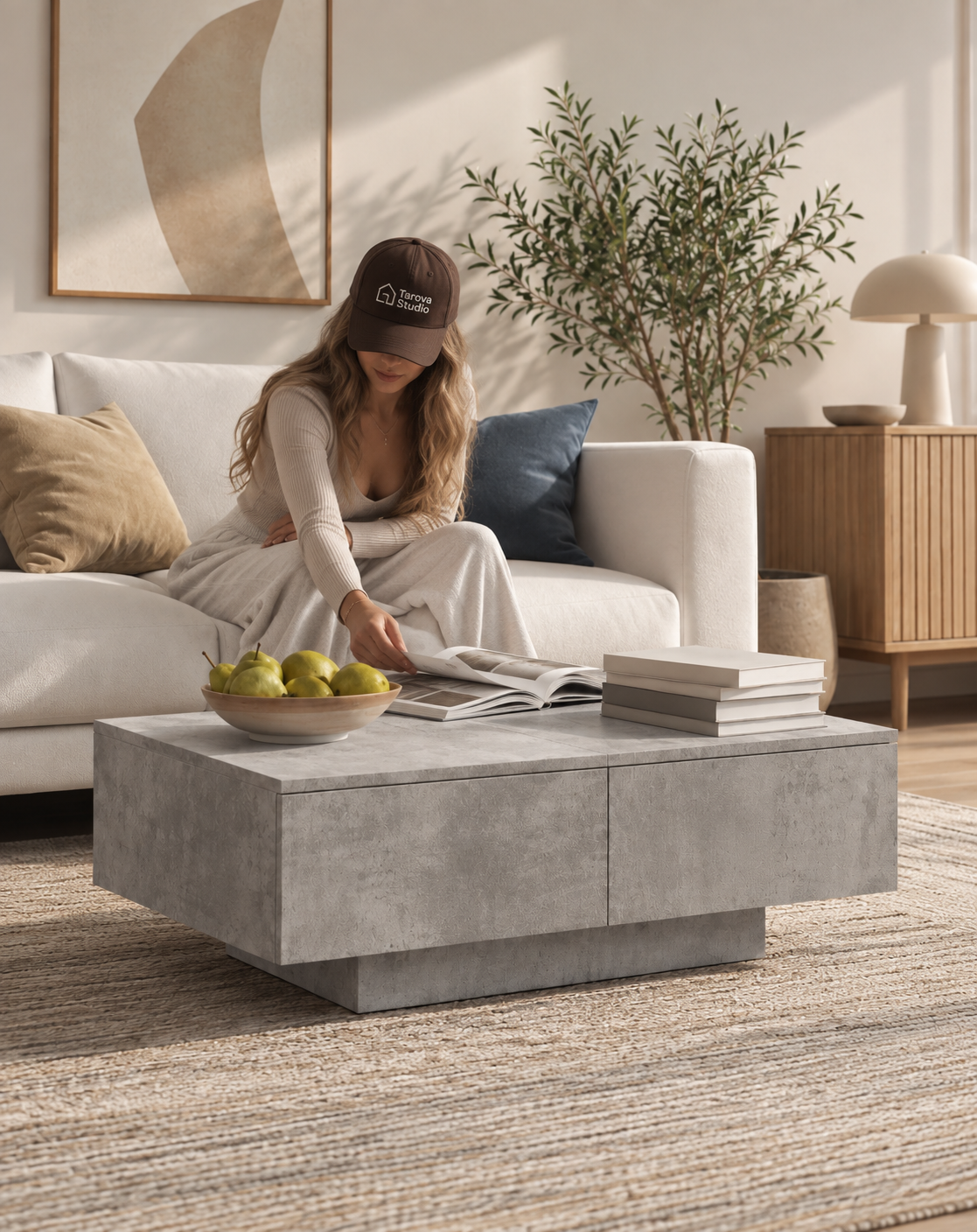 Table basse moderne effet béton | Varek