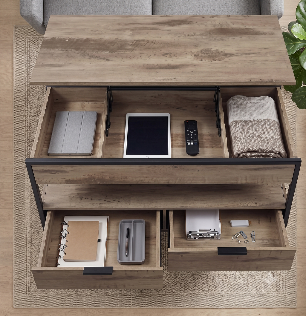 Table basse relevable en marron camel | Lyra